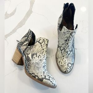 Blondo Waterproof Snakskin Print Heeled Booties